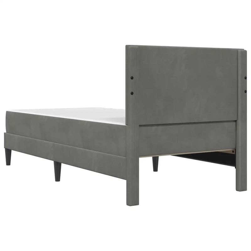 Bed Frame with Mattress Dark Grey 107 x 203 cm Velvet