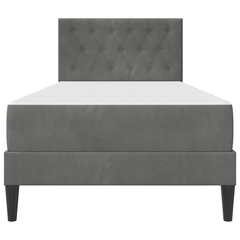Bed Frame with Mattress Dark Grey 107 x 203 cm Velvet