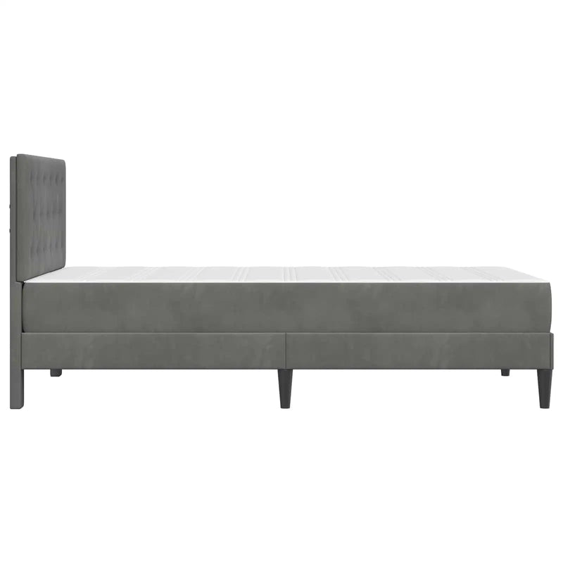 Bed Frame with Mattress Dark Grey 107 x 203 cm Velvet