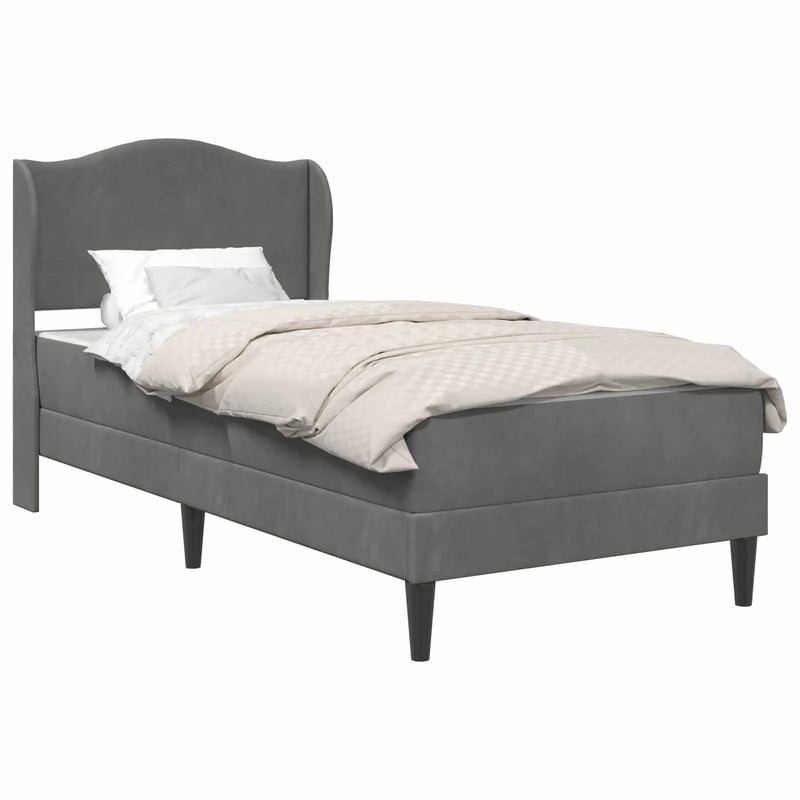 Bed Frame with Headboard Dark Grey 107 x 203 cm Velvet