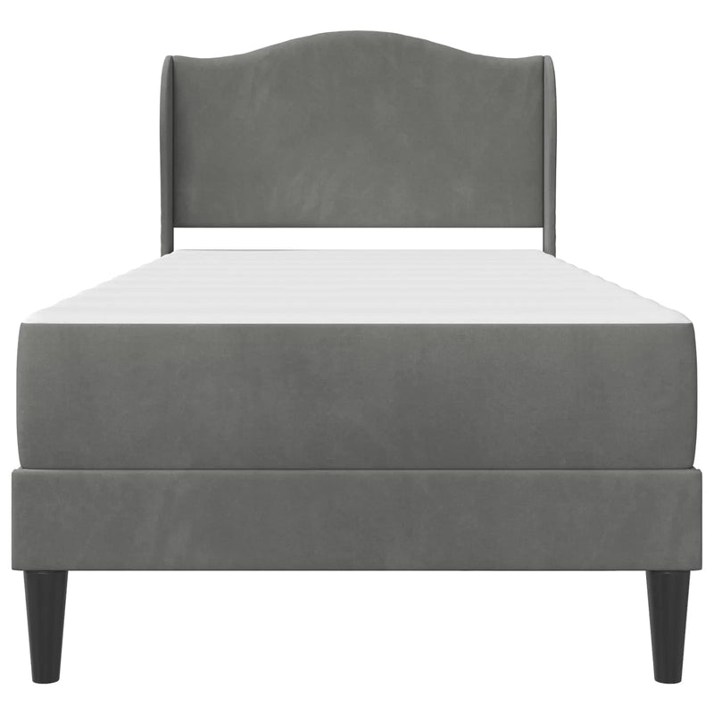 Bed Frame with Headboard Dark Grey 107 x 203 cm Velvet