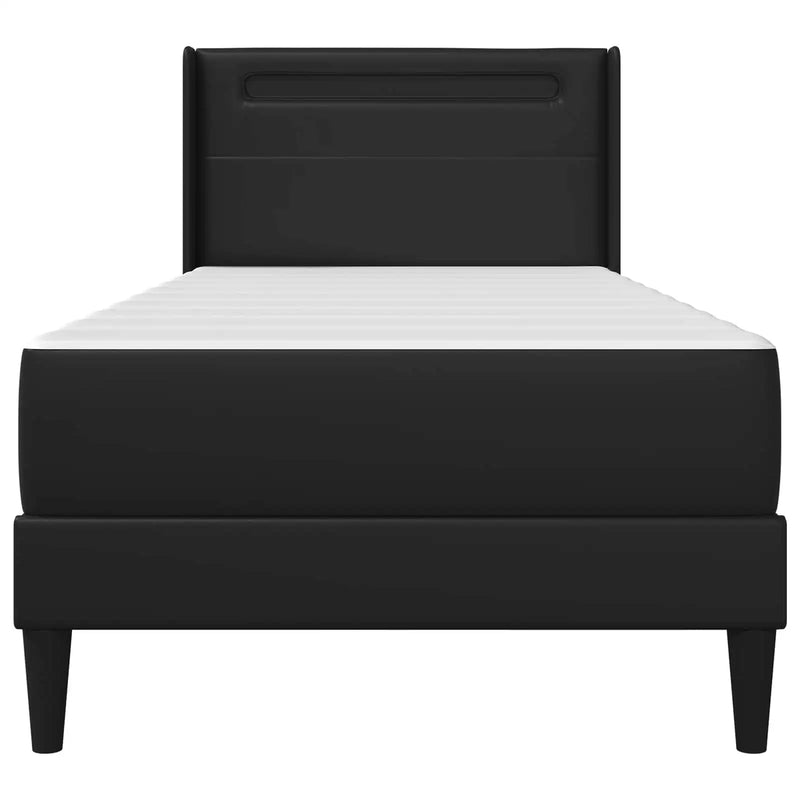 Bed Frame with Mattress Black 90 x 190 cm Faux Leather