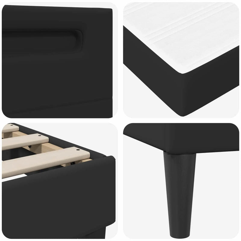 Bed Frame with LED Strip Lights Black 90 x 190 cm Faux Leather
