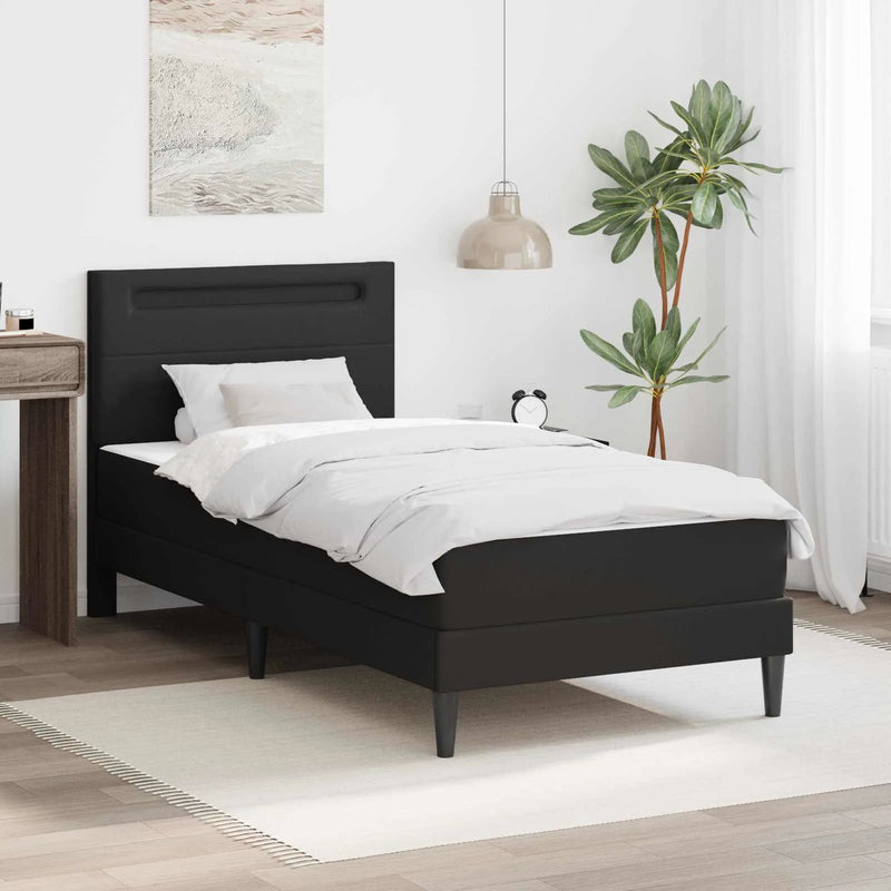 Bed Frame with LED Strip Lights Black 90 x 190 cm Faux Leather
