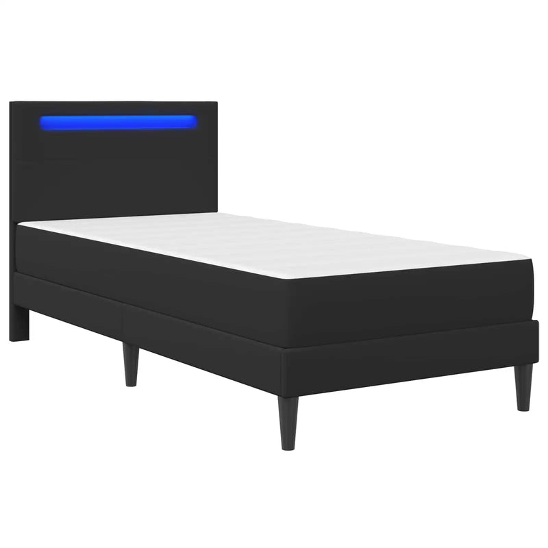 Bed Frame with LED Strip Lights Black 90 x 190 cm Faux Leather