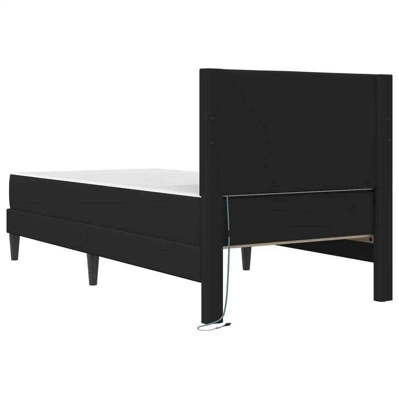 Bed Frame with LED Strip Lights Black 90 x 190 cm Faux Leather