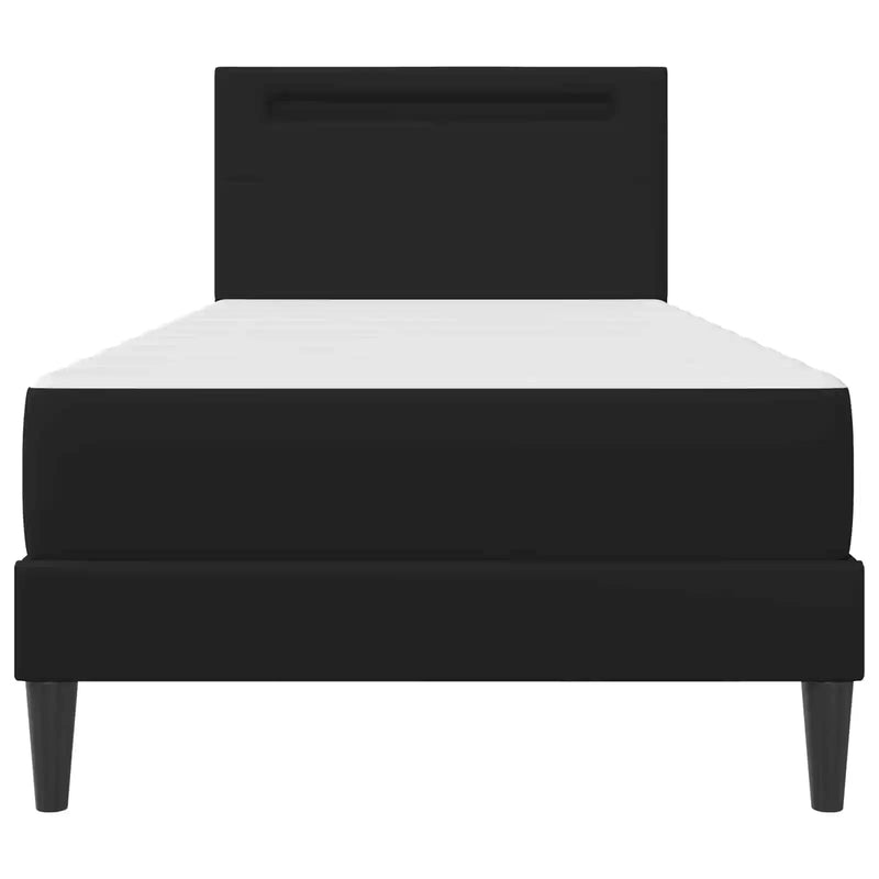 Bed Frame with LED Strip Lights Black 90 x 190 cm Faux Leather
