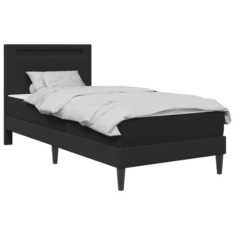 Bed Frame with LED Strip Lights Black 90 x 190 cm Faux Leather