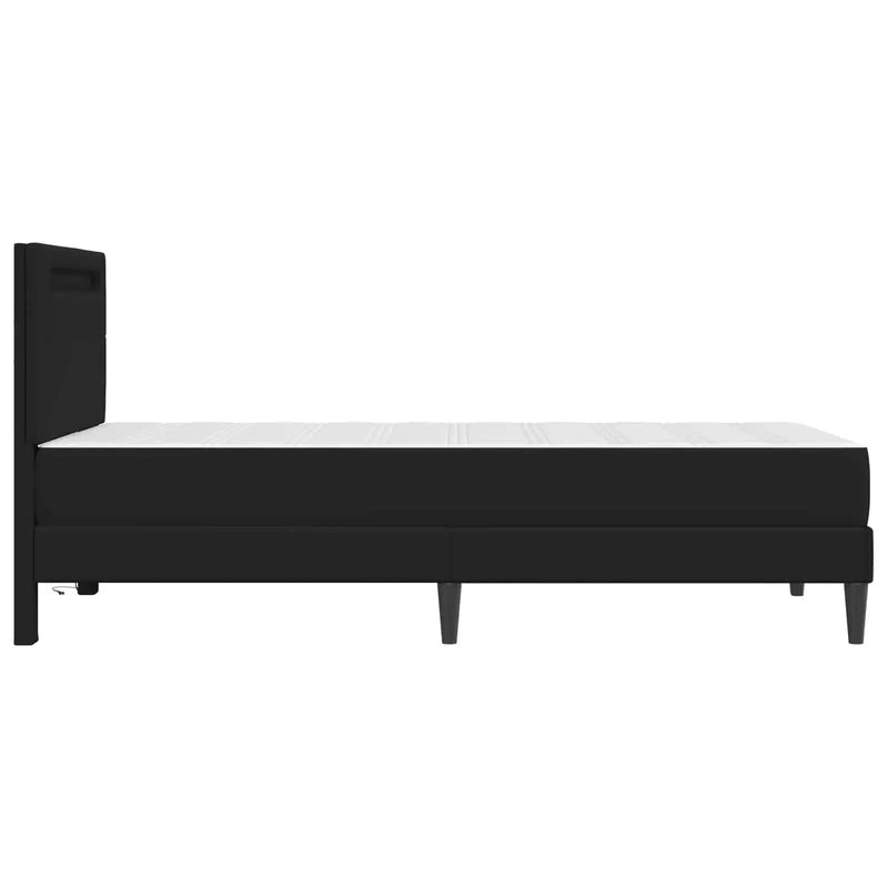 Bed Frame with LED Strip Lights Black 90 x 190 cm Faux Leather