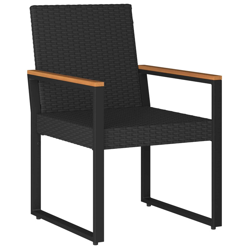 Outdoor Furniture Set with Cushion 3 pcs Black Poly Rattan