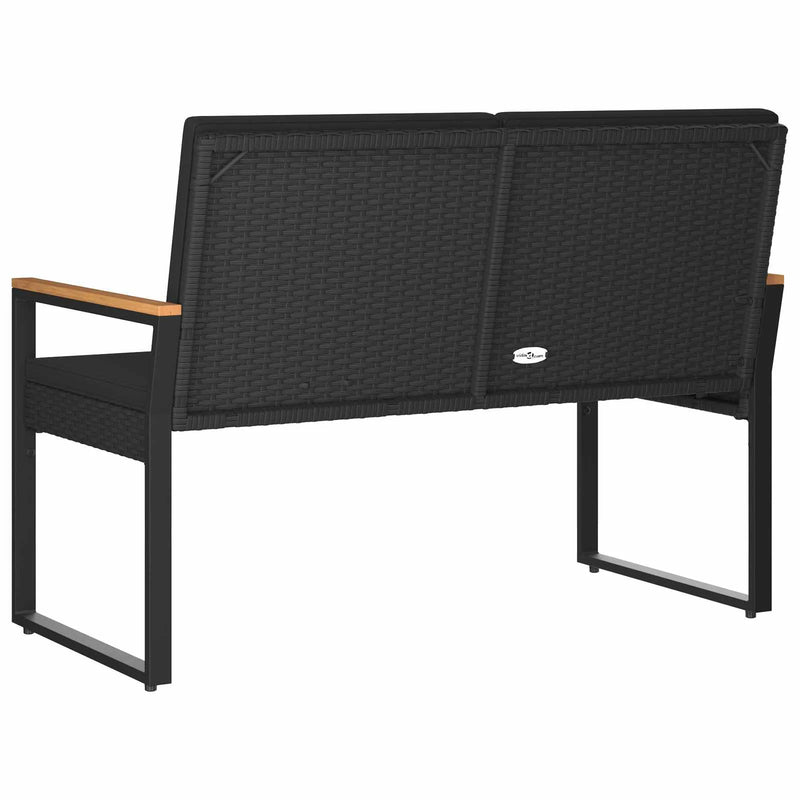 Outdoor Bench with Cushion Black 107 x 61 x 80 cm Poly Rattan