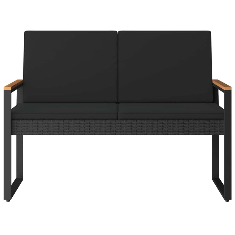 Outdoor Bench with Cushion Black 107 x 61 x 80 cm Poly Rattan