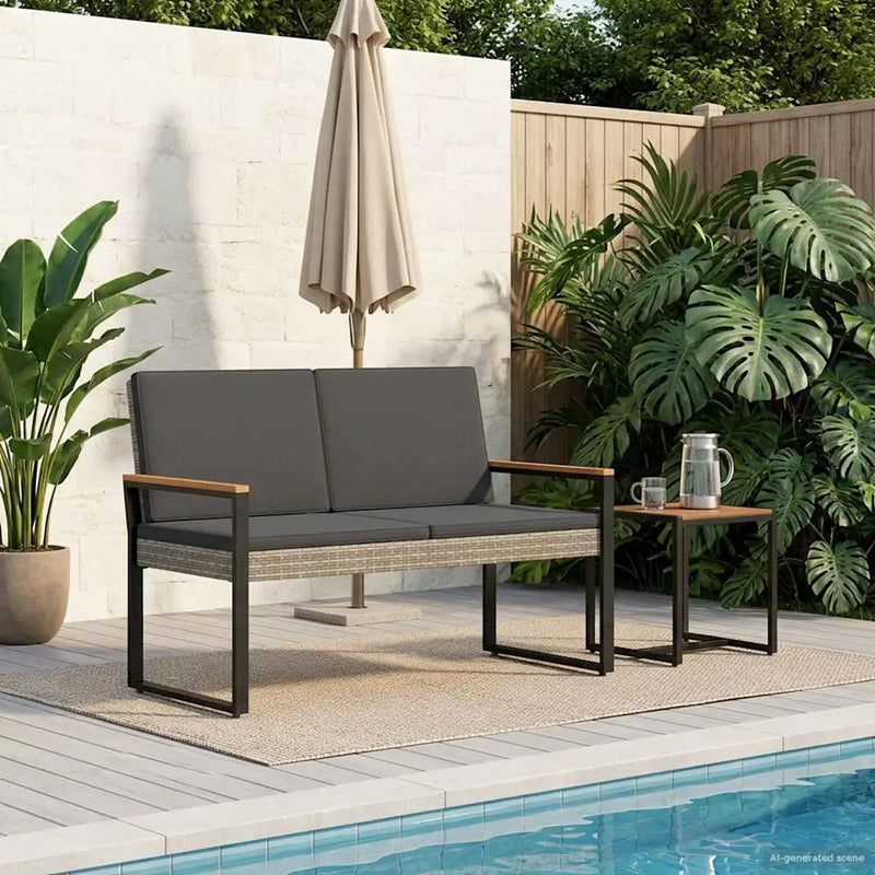 Outdoor Bench Grey and Dark Grey 107 x 61 x 80 cm Poly Rattan