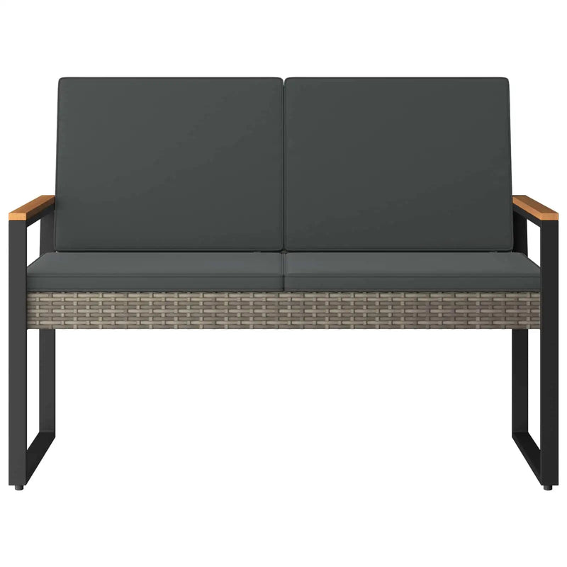 Outdoor Bench Grey and Dark Grey 107 x 61 x 80 cm Poly Rattan