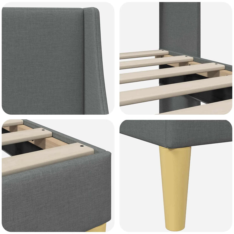 Bed Frame with Headboard Dark Grey 90 x 190 cm Velvet