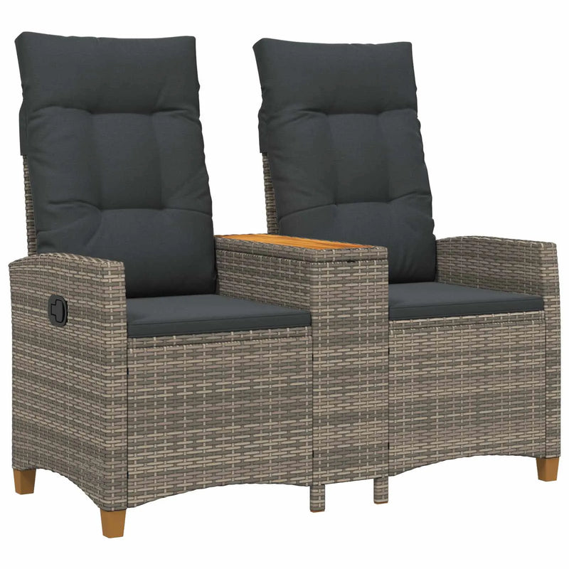 Reclining Bench with Table Grey and Dark Grey 126 x 65 x 112 cm