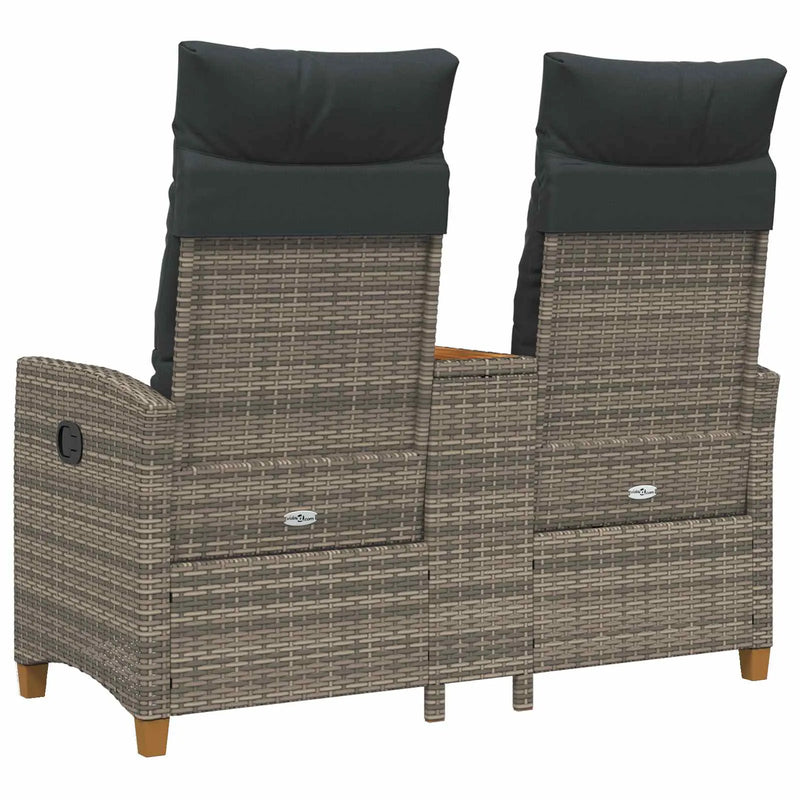 Reclining Bench with Table Grey and Dark Grey 126 x 65 x 112 cm