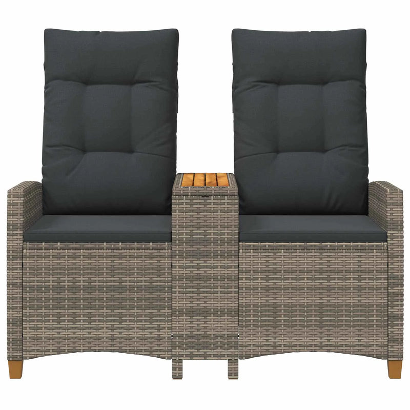 Reclining Bench with Table Grey and Dark Grey 126 x 65 x 112 cm