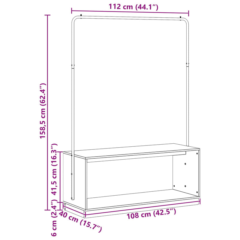 vidaXL Clothes Rack with Storage White and Black 113 x 40 x 157.5 cm