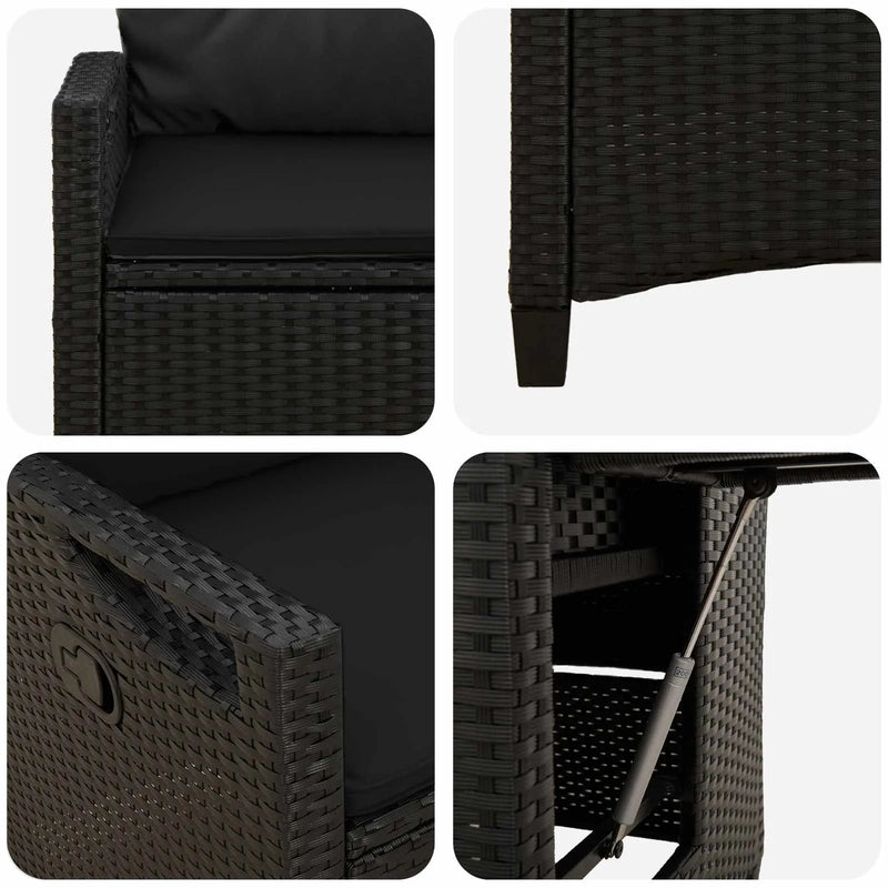 Reclining Garden Chairs Black 56 x 60 x 112 cm