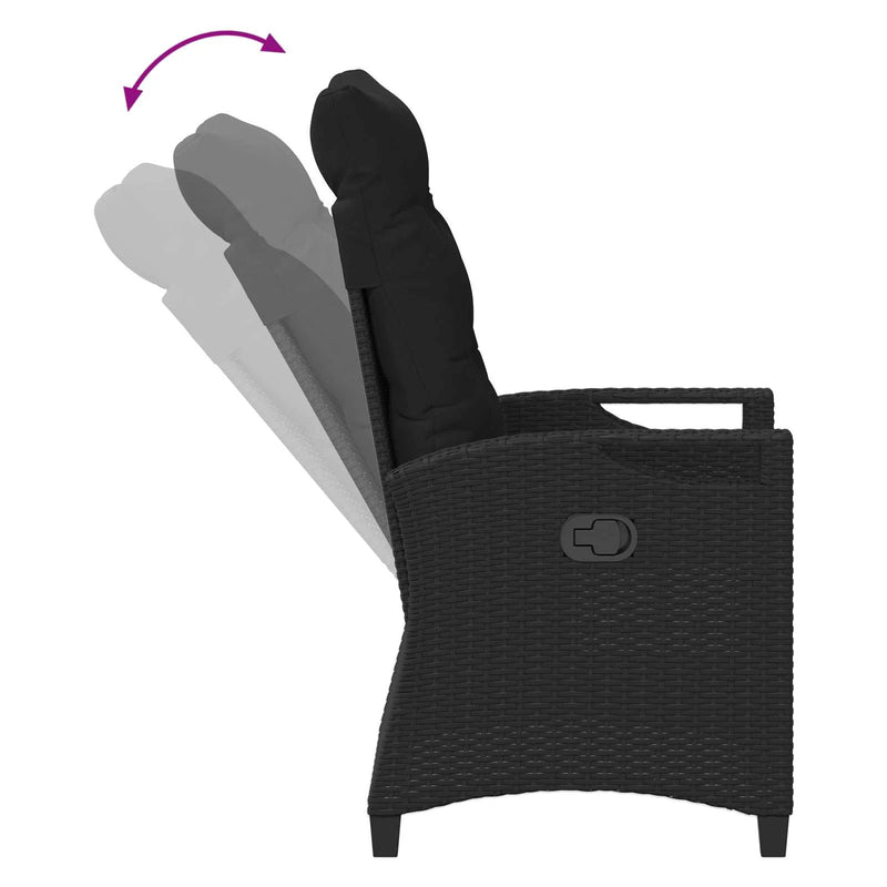Reclining Garden Chairs Black 56 x 60 x 112 cm