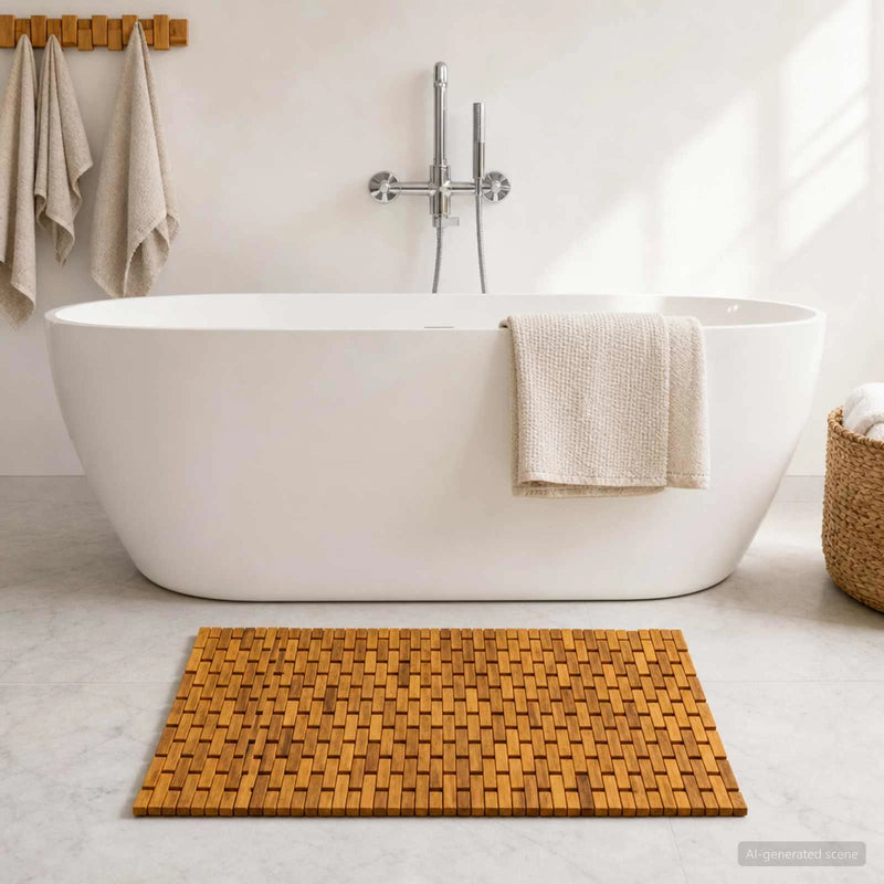 Bath Mats Natural 65 x 100 cm Solid Acacia Wood