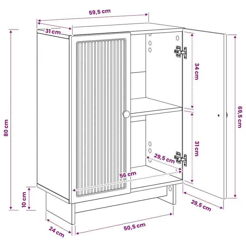 Bathroom Storage Cabinet EDE White 59.5 x 31 x 80 cm