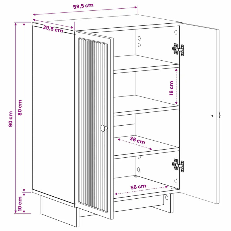 Shoe Cabinet EDE 59.5 x 39.5 x 90 cm Engineered Wood White