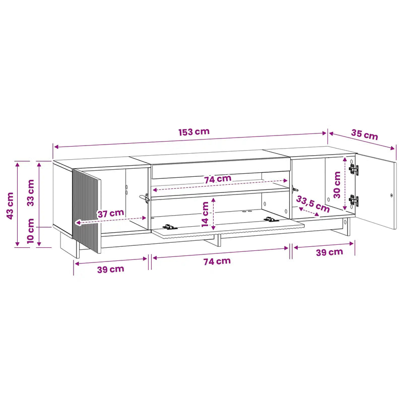 LED TV Cabinet White Engineered Wood
