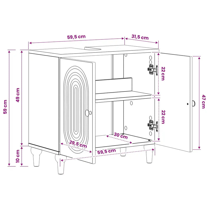 Bathroom Sink Cabinet ALKMAAR White 59.5 x 31.5 x 59 cm