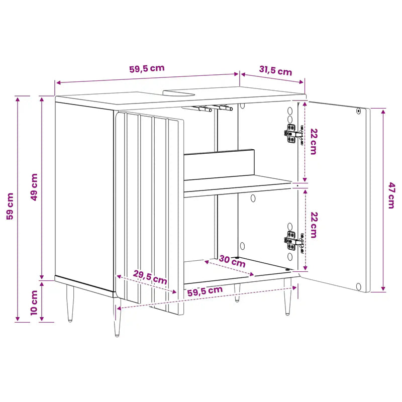 Bathroom Sink Cabinet ZWOLLE White 59.5 x 31.5 x 59 cm