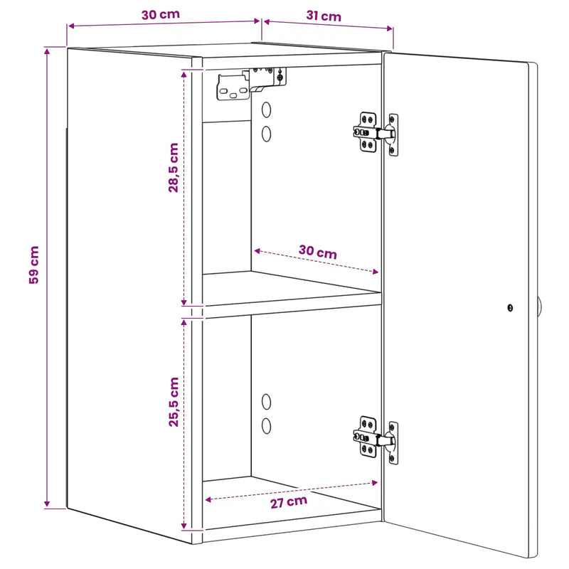 Bathroom Wall Cabinet ZWOLLE White 30 x 31 x 63 cm