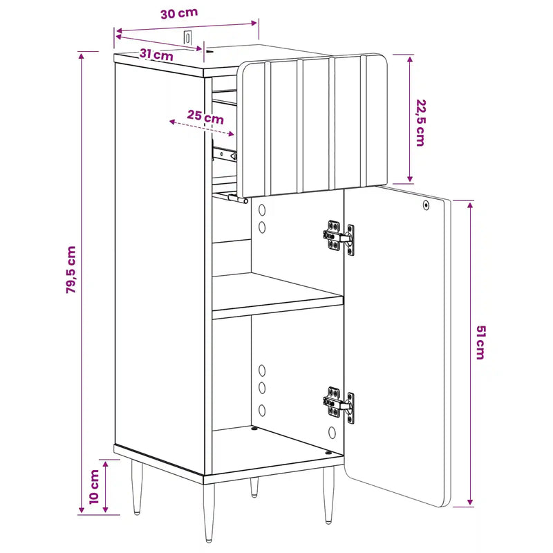 Bathroom Storage Cabinet ZWOLLE White 30 x 31 x 79.5 cm
