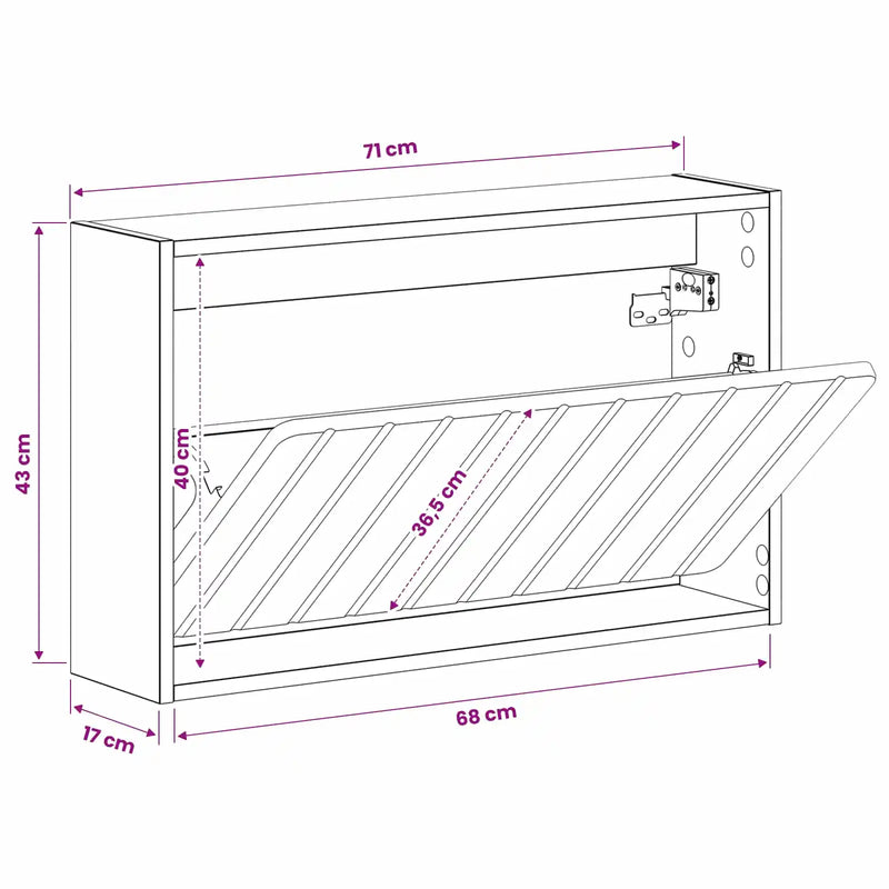 Wall-Mounted Shoe Cabinet ZWOLLE 71 x 17 x 43 cm White