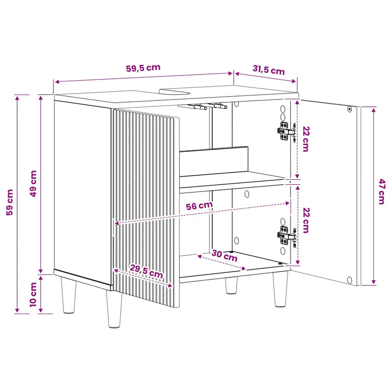 Bathroom Sink Cabinet ARNHEM White 59.5 x 31.5 x 59 cm