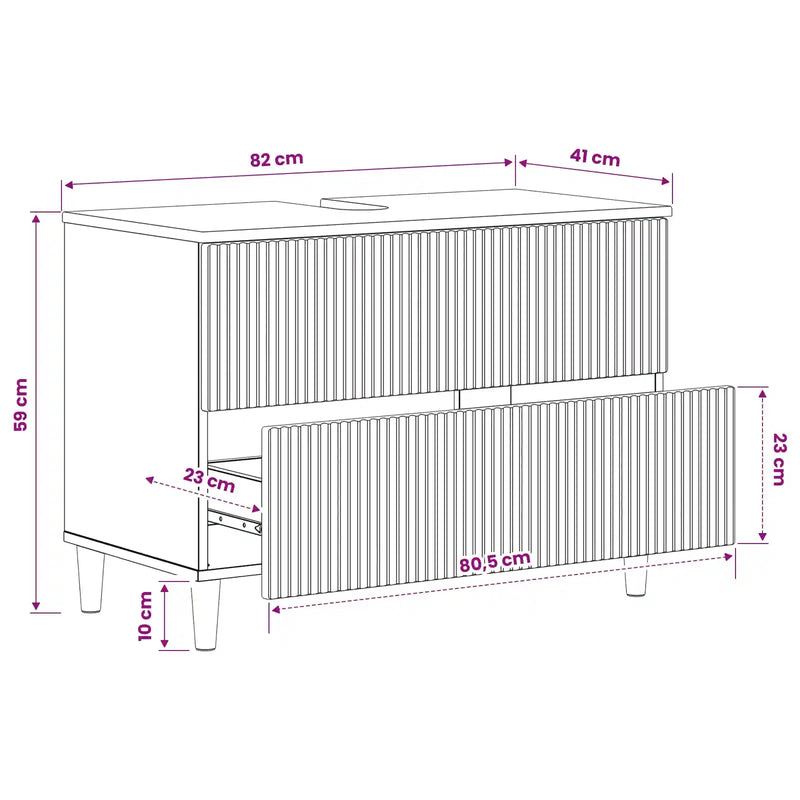 Bathroom Sink Cabinet ARNHEM White 82 x 41 x 59 cm