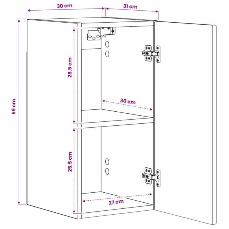 Bathroom Wall Cabinet ARNHEM White 30 x 31 x 59 cm