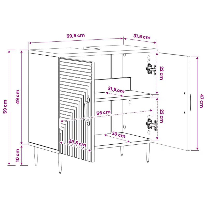 Bathroom Sink Cabinet HAARLEM White 59.5 x 31.5 x 59 cm