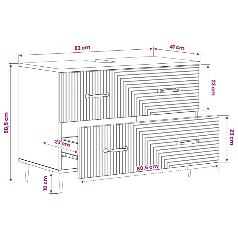 Bathroom Sink Cabinet HAARLEM White 82 x 41 x 58.5 cm