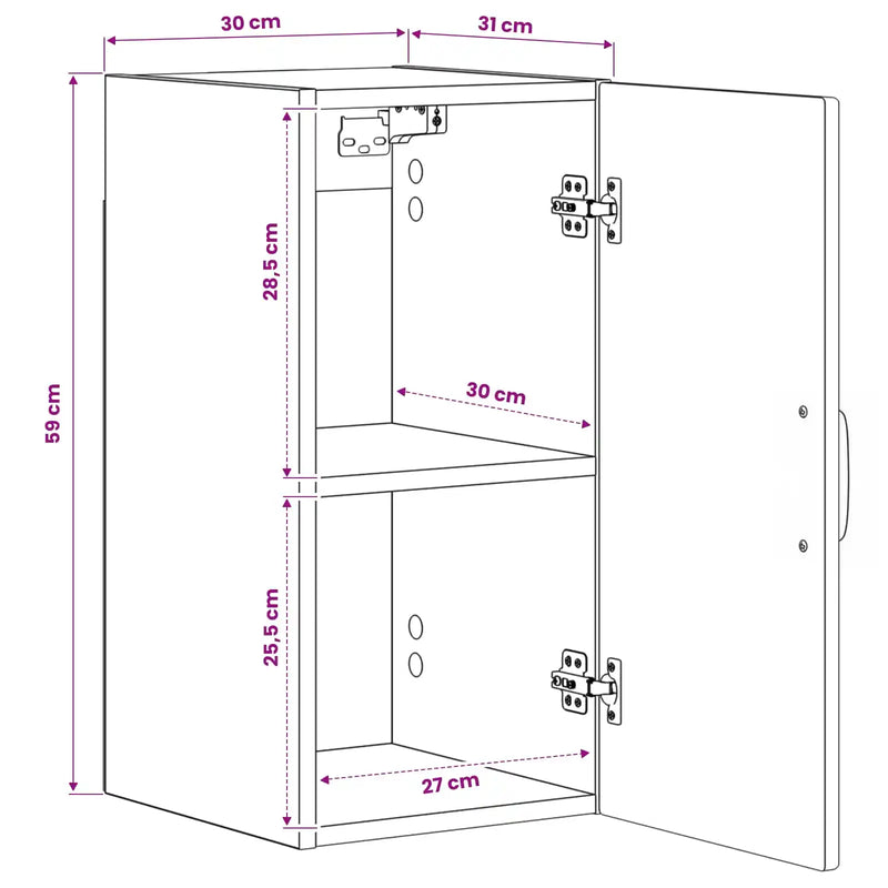 Bathroom Wall Cabinet HAARLEM White 30 x 31 x 59 cm
