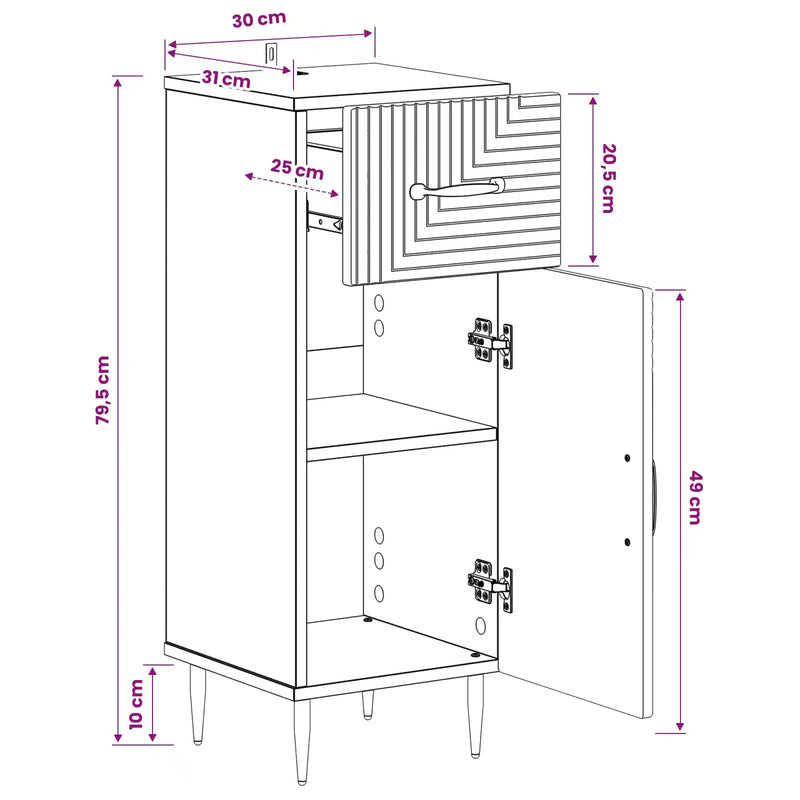 Bathroom Storage Cabinet HAARLEM White 30 x 31 x 80 cm