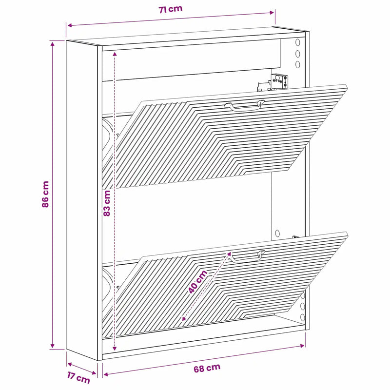 Wall-Mounted Shoe Cabinet HAARLEM 71 x 17 x 86 cm White