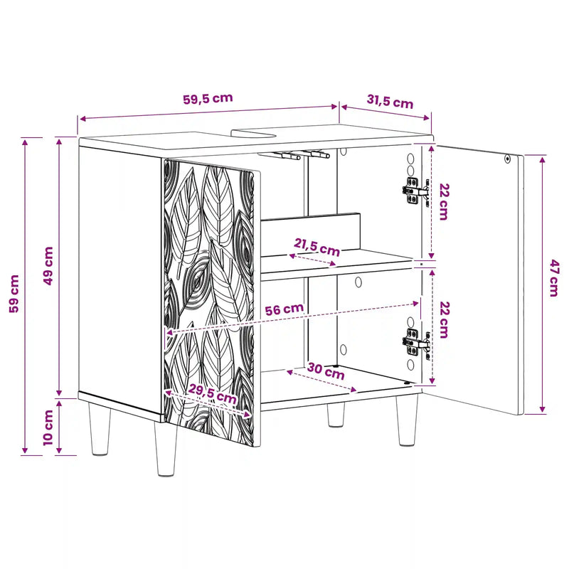 Bathroom Sink Cabinet DELFT White 59.5 x 31.5 x 59 cm