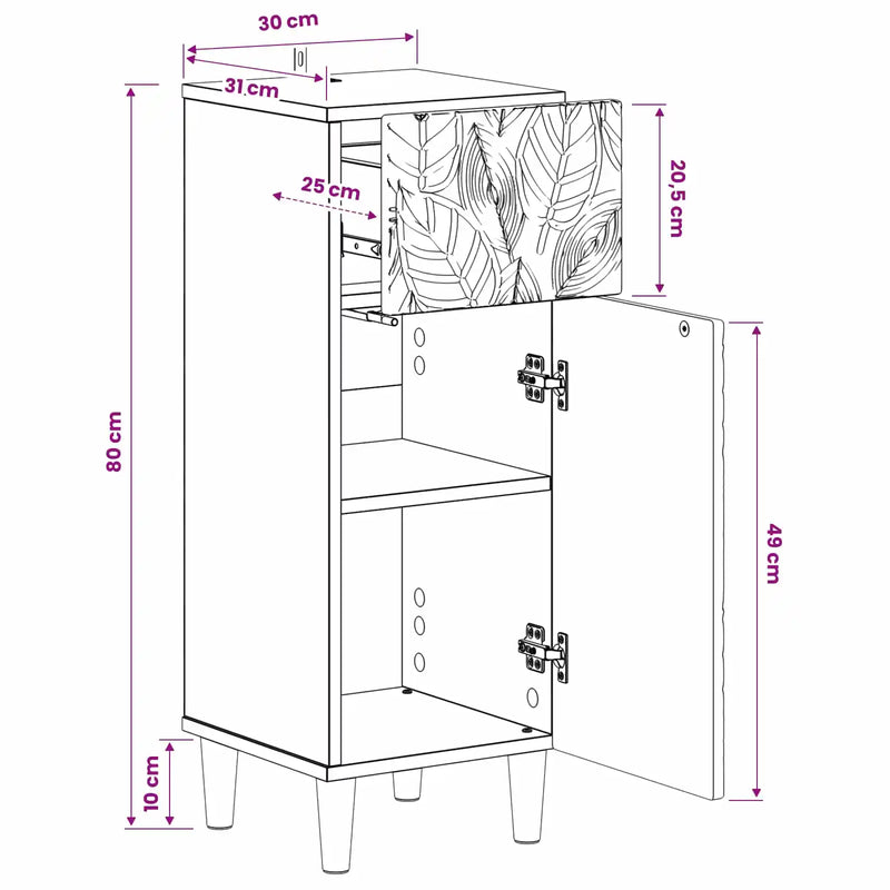 Bathroom Storage Cabinet DELFT White 30 x 31 x 80 cm