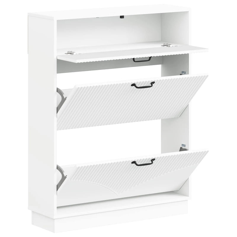 Shoe Cabinet HOORN 78 x 24 x 100 cm Engineered Wood White