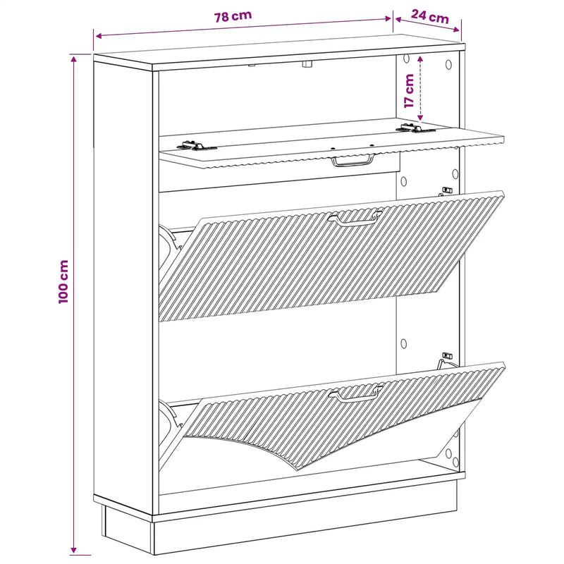 Shoe Cabinet HOORN 78 x 24 x 100 cm Engineered Wood White