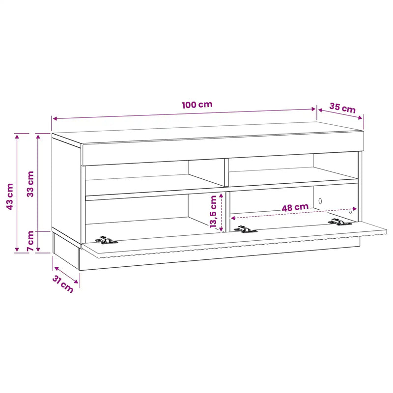 LED TV Cabinet White Engineered Wood