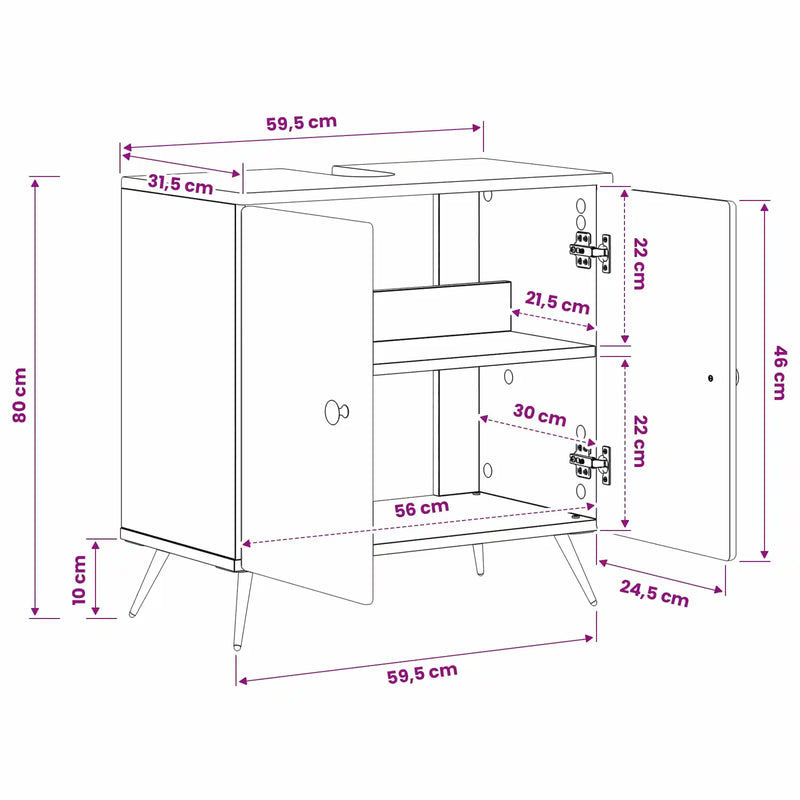 Bathroom Sink Cabinet BREDA White 59.5 x 31.5 x 59 cm
