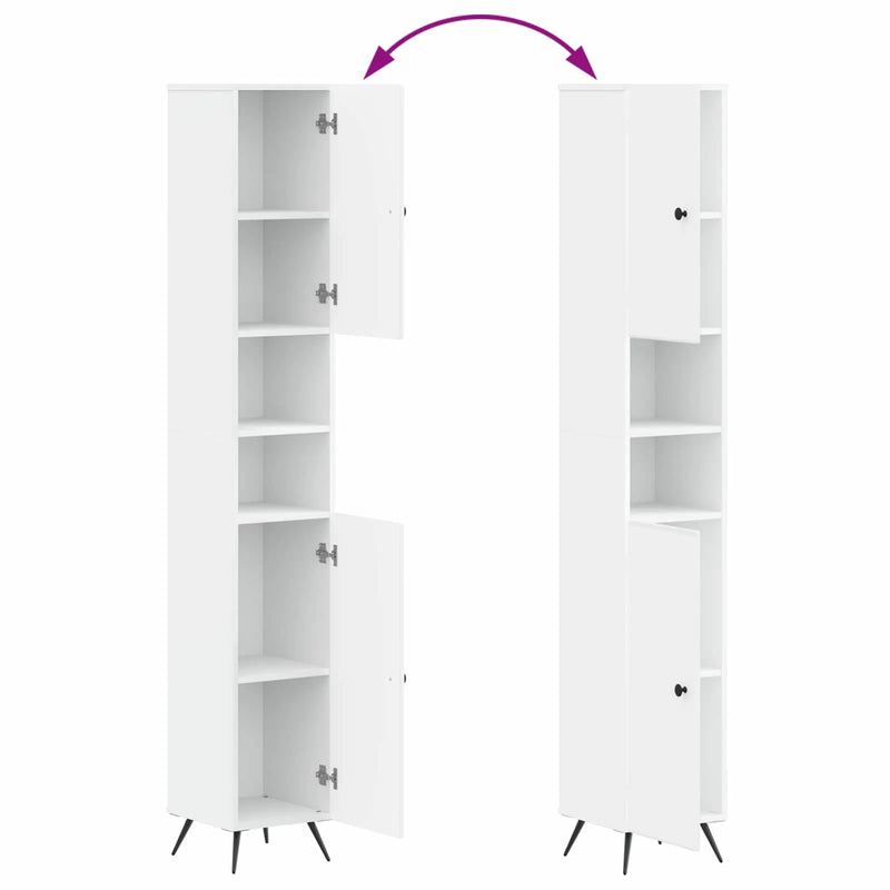 Bathroom Cabinet with Open Shelf BREDA White 30 x 31 x 190 cm