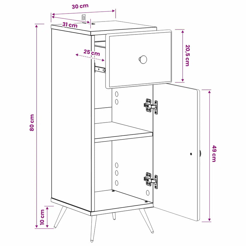 Bathroom Storage Cabinet BREDA White 30 x 31 x 80 cm